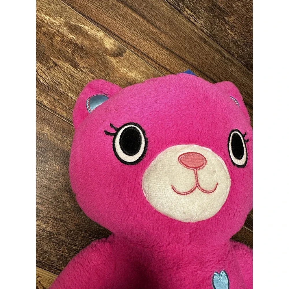 Build-A-Bear Kabu Pawlette Pink Cat‎ Plush Stuffed Animal Blue Heart 16 Inch